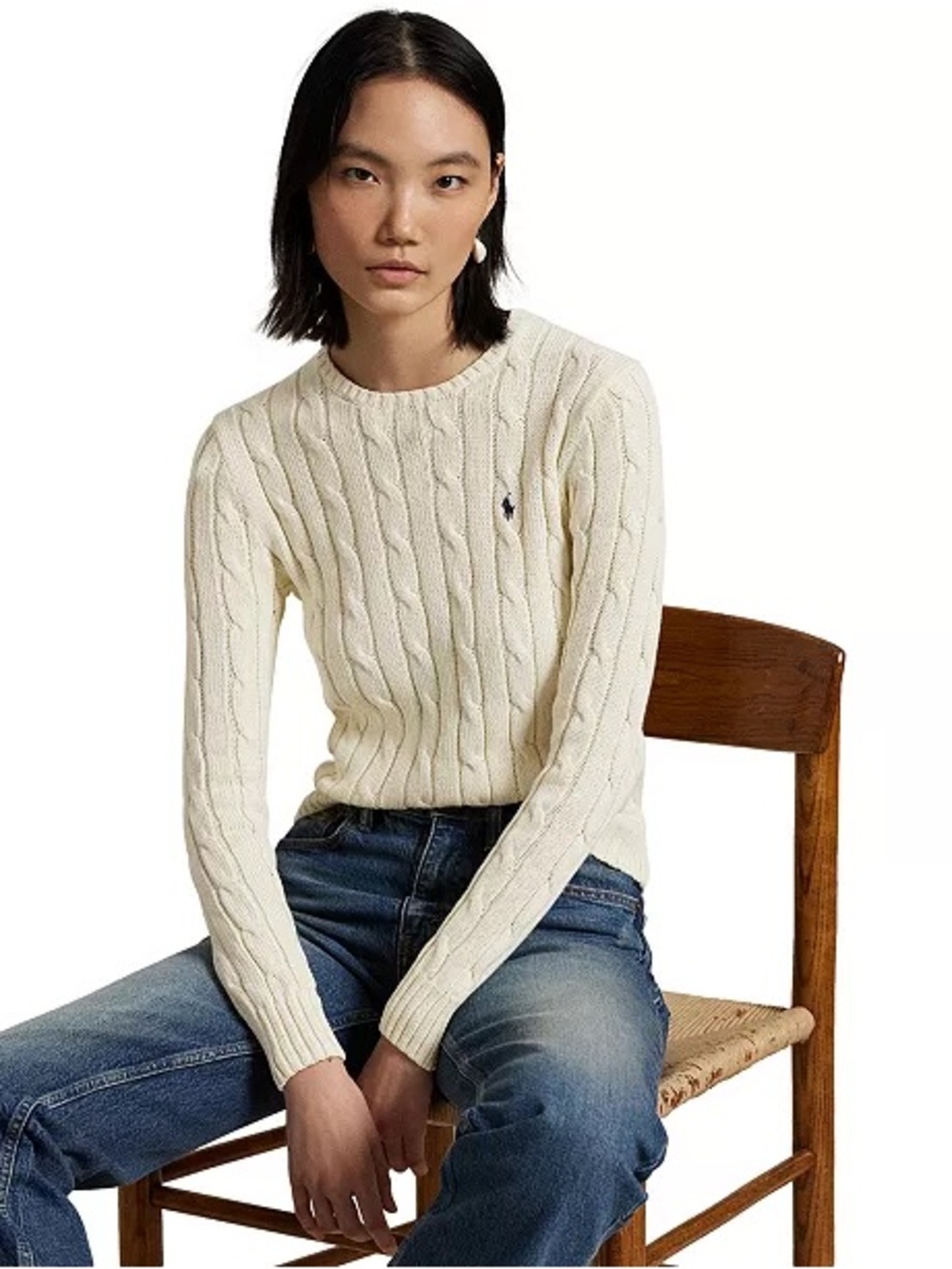 Polo Ralph Lauren Women's Cable Wool-Cashmere Crew Neck Sweater